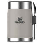 Stanley Classic Legendary Food Jar 0.4L with Spork - Keeps Cold or Hot For 7 Hours - BPA-Free Stainless Steel Soup Flask - Leakproof - Dishwasher Safe - Ash