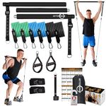 Upgraded Portable Pilates Bar Kit - Adjustable 39 Inches 3 Section Pilates Bar with Resistance Bands 20, 30, 40 Lbs. Home Workout Equipment for Women with 2 Foot & Hand Loops for Legs and Full Body