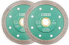 FACHLICH Diamond Tile Saw Blades - 4" Diamond Blade 2pcs 105MM Ceramic Cutting Discs with X Teeth Turbo Mesh Rim for Ceramic Tile Porcelain Granite Marble