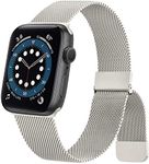 Metal Stainless Steel Bands for Apple Watch Bands 38mm 40mm 41mm 42mm 44mm 45mm, Loop Magnetic Milanese Mesh Strap for iWatch Series 9 8 7 6 5 4 3 2 SE