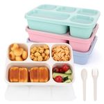 4Pack Snack Containers, Food Containers Snack, Lunch Box Containers for Kids Adults, 5 Compartment Snack Boxes Meal Prep for School, Work, Travel