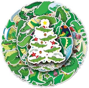 Crocodile Stickers for Teens Boys Kids Girls, Cute Vinyl Waterproof Stickers for Laptop Flasks Water Bottle Tablet Scrapbook Cup Bike Phone Car, Cartoon Animals Decals Stickers Pack[Crocodile-50Pcs]
