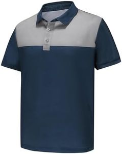 Men's Quick Dry Fit Polo Shirt Short Sleeve Golf Tennis Clothing Active Wear Athletic Performance Tech Sports Essentials T Shirts (Navy/Gray,XL)