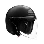 Royal Enfield Open Face MLG Riding Helmet with Clear Visor Matt Black & Grey, Size: L(59-60Cm) Impact Protection, Excellent Scratch Resistance, Anti-Microbial Fabric