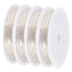 SUNNYCLUE 40M Copper Bead Wires 0.5mm 24 Gauge Craft Wire Silver Beading Wires Tarnish Resistant Jewellery Beading Wire Copper Craft Wires Soft Bead String Wire for Jewellery Making Wrapping Sculpting