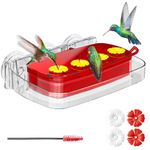 Window Hummingbird Feeder with Strong Suction Cup, Plastic Hummingbird Feeders for Outdoors, Built-in Moat,Easy to Clean and Refil (10oz) (1, Red)