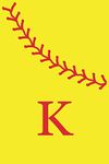 K: Monogram Initial Letter Softball Journal/Notebook for Girls and Women, Personalized Gift, Softball Gift, Softball Players Notebook, Softball Girl ... gift, 120 Pages of 6" x 9" Lined Notebook