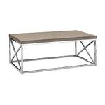 Monarch Specialties I 3258 Coffee Table, Accent, Cocktail, Rectangular, Living Room, 44" L, Metal, Laminate, Brown, Chrome, Contemporary, Modern