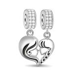 GNOCE Mother and Daughter Charm Pendant Silver Mom Love Heart Maternal Bond Dangle Charm Fit for Bracelet/Necklace Christmas Charm Gift for Mom Daughter