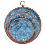 Winmany 3 Pack Corduroy Pin Display Vintage Enamel Medals Collection Holder Velvet Earrings jewellery Storage Board Embroidery Hoop (Blue)