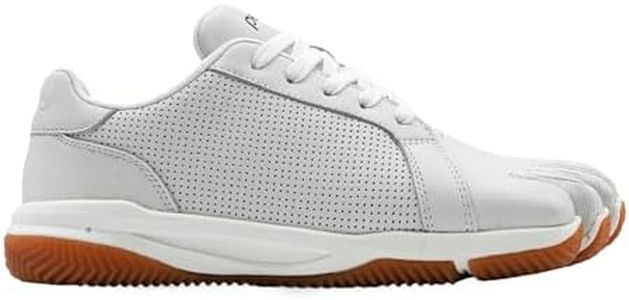 Peluva Court Ad-in | Women’s Five Toe, Zero Drop Tennis Shoe | Minimalist Barefoot Court Trainer | Perforated Leather Upper & Herringbone Gum Rubber Outsole White/Natural
