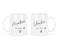 New Auntie and Uncle Gifts, Pregnancy Announcement, Auntie And Uncle Mugs, New Auntie Gift, New Uncle Gift, Auntie And Uncle Gift, 11 Oz White Ceramic Mugs (Auntie & Uncle Est. 2025 (2 Mugs))