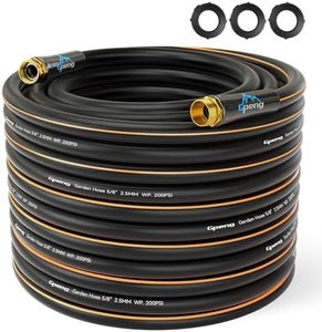 Non-Expandable Garden Hose 50 ft x 5/8", Heavy Duty Water Hose, Rubber Flexible Hybrid Hose with 3/4'' Solid Fittings for All-Weather Outdoor, Burst 600 PSI, Without Nozzle