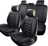 BOPUOVRE Waterproof Leather seat Covers, 5-Piece Black Set for Jeep, Van, SUV, Pickup, Sedan, Wagon. Universal Black Interior Accessories, Compatible with SUV, Pickup.