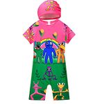 CKCKTZ Rainbow.Friend Boys One Piece Swimwear Kids Cartoon Swimming Costume Girls Rush Guard Sets Beach Swimsuit Rose Red 7-8 Years