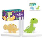 Dinosaur Kids Book Ends Kids - Wooden Book Ends For Shelves Kids Bookends For Kids, Kids Bookends Cute Book Ends For Kids Room, Dinosaur Book Ends, Kids Book Ends 2 Pairs, Kids Bookends Boy Room Decor