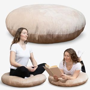 Cheer Collection Extra Large Floor Pillow, 32" Round Meditation Cushion, Oversized Yoga Pillow & Floor Cushions for Adults, Floor Pillows for Sitting, Meditation, and Seat Cushion - Taupe