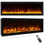 INMOZATA Electric Fire 50inch/127cm Wall Mounted/Recessed/Freestanding Electric Fireplace with Remote Control, 12 Colour Flame Effect Media Wall Fireplace, Crystal & Log Set, 900W&1800W((50"/127cm)