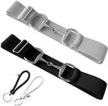 Huaerle 1.5 inch Elastic Equestrian Belt with Bit Buckle and Leather Key Strap, Black+gray