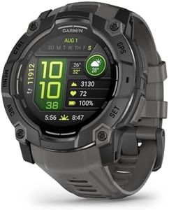 Garmin Instinct 3, 50mm AMOLED Rugged GPS Smartwatch,Built in Sports Apps and Health Monitoring, LED Flashlight, Shock Resistant, 10ATM, Up to 24 days Battery Life, Black Bezel with Charcoal Band