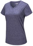 TACVASEN Purple Women Workout Cycling Running Shirts Femme V-Neck Quick Dry Gym Performance T Shirts Sports Hiking, Purple, 2XL