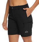 YSENTO Womens Walking Hiking Quick Dry Lightweight Stretch Golf Cargo Shorts Outdoor Shorts with Multi Zip Pockets(Black,M)