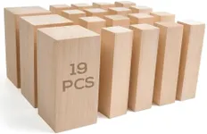 Falling in Art Basswood Carving Blocks, 19Pcs Whittling Wood Carving Kit, Carving Wooden Blocks for Crafting, Ideal for Beginners and Professional Artists(4 * 2 * 2 3pc& 4 * 1 * 1 16pc)