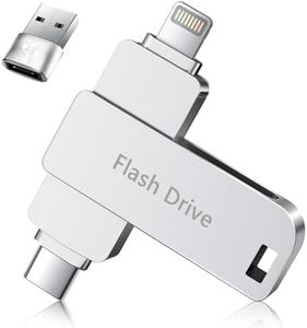 512GB Flash Drive for iPhone Photo Stick - 3 in 1 iPhone External Storage for Data Backup, No App Needed, USB Memory Stick for iPhone/iPad/Android/Computer/More Devices (Silver)