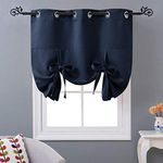 NICETOWN Blackout Roman Tie-up Shades - Bathroom/Farmhouse/Kitchen Curtain Thermal Insulated Window Blinds and Shades Curtain for Home (Navy, Grommet Top Panel, 46" W x 63" L)