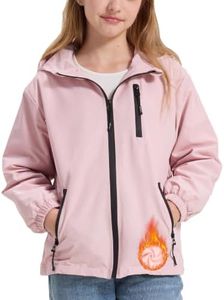 Rolanko Kids Windbreaker, Girls Lightweight Rain Coat, Pink 14-15 Y