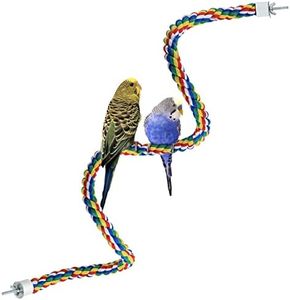 Bird Rope Perches for Parrots, Cockatiels, Parakeets, Budgie Cages Comfy Birds Colorful Rope Toy (41inch Metal nut)