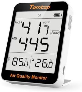 Temtop Air Quality Monitor, Indoor Thermometer Portable AQI PM2.5, Temperature, Humidity Detector for Home, Office or School, Air Quality Tester, Battery Powered, Magnetic Suction