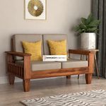 Mamta Furniture Solid Sheesham Wood Sofa Set 2 Seater with 40 Density Cushions Without Small Pillows for Living Room, Bedroom, Office, Hotel & Lounge (Standard, Honey Finish)