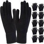 10 Pairs Bulk Adults Magic Winter Gloves, Warm Stretchy Knit Gloves for Teens, Women, Men Wholesale Winter Gloves (All Black Pack)