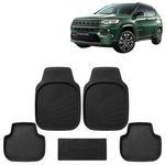 KINGSWAY Accessories Premium 5 Pcs PVC Car Floor Mat Compatible with Jeep Compass Year 2021 Onwards, Waterproof, Anti Slip, All Weather Protection, Easy to Clean Car Foot Mats, Black 5G