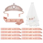 Bachelorette Party Decorations Kit, Bridal Shower Supplies, Bride to Be Bachelorette Sash Crown Veil for Bride, Team Bride Tribe Sash for Bridesmaids