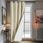 Deconovo Door Curtain Thermal, Blackout Curtain 90 Inch Drop, Eyelet Curtain with Thick Microfiber Liner, WindProof Noise Reducing Beige Curtain for Bedroom Room Big Window, 52"x 90", 1 Panel