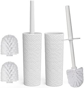 Topsky Toilet Brush Holder, 2pcs Toilet Bowl Brush Set, Toilet Bowl Cleaners Brush, Bathroom Brushes for Cleaning Toilet with Storage（4 Brush Heads）