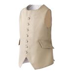 16th Century Colonial Costume Boy's Victorian Suit Vest Revolutionary War Costume Waistcoat (XL, Beige)