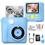 Kids Camera Instant Print, 16x Digital Zoom Kids Camera for Boys, 32GB Card, 3 Rolls Print Paper, Birthday Christmas Kids Toys Gifts 1080P Selfie Camera for Childrens Age 3-12