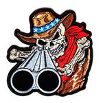 Motohog Embroidered Iron & Sew on Patch for Clothes (Skull Shooter, Multicolor) 4x4 inches