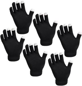 True Face 6 Pair Unisex Touch Screen Gloves Magic touch gloves Winter for iPhone & Smart Mobile Phone, Black - 6 Pack, One Size