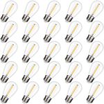 BORT 25 Pack-LED S14 Replacement Bulbs, Shatterproof LED Filament Bulb, 1W(10W Equivalent), Fits for Outdoor String Lights/Patio Lights, Warm 2200K, Non-Dimmable , E26 Standard Screw Base, Clear Plastic