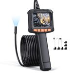 Endoscope Inspection Camera, Qimic 2.4'' IPS Screen Borescope With 8 LED Lights, IP67 Waterproof Endoscope, 1080P HD Snake Camera, 16.4FT Semi-Rigid Cable, Gadgets for Men