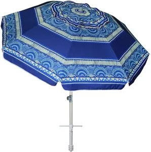 AMMSUN 7ft Heavy Duty High Wind Beach Umbrella with Sand Anchor & Tilt Sun Shelter, UV 50+ Protection Outdoor Sunshade Umbrellas and Parasols with Carry Bag for Patio Garden Beach Pool Backyard