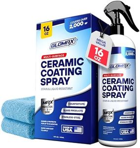 GLOMAX Home Ceramic Coating Spray Kit (16 oz) - Shine, Seal & Protect Stainless Steal, Glass, Kitchen & Bath Surfaces - Extremely Hydrophobic - Repels Stains & Grime - Includes 2 Micro Fiber Towels