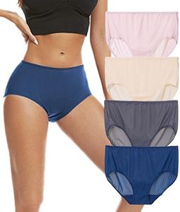 ANLIQI Women's Panties Packs Moisture-Wicking Underwear Soft&Lightweight Mid Waist Briefs Quick Dry for Travel Undies S-3XL, 4a Packs-blue/Grey/Pink/Apricot, X-Large