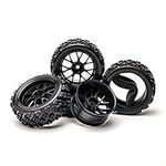 Pxyelec 4PCS RC Car Tires, 1:10 Scale RC Tires Wheel Rims for RC Off-Road and Drift RC Cars