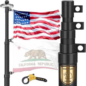 FFILY 21.5 FT Heavy Duty Telescoping Flag Pole, 120MPH Wind Test 11 Gauge