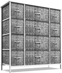 Sorbus Dresser with 12 Drawers - Chest Organizer Unit with Steel Frame Wood Top & Handle Easy Pull Fabric Bins for Clothes - Large Storage Furniture for Bedroom, Hallway, Living Room, Nursery & Closet